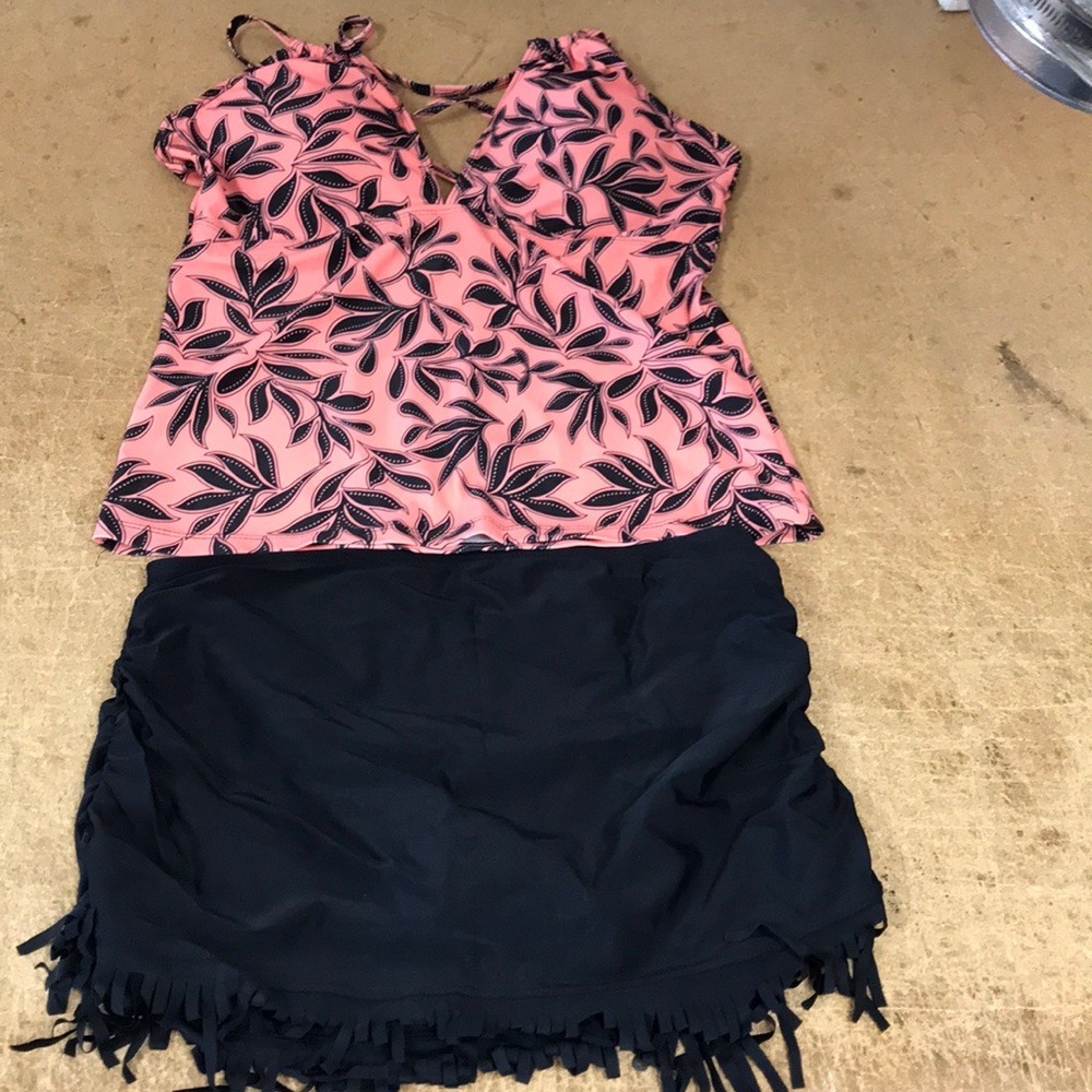 Fringe skort strappy tankini